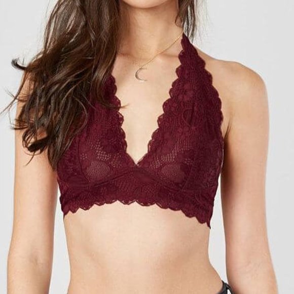 Free People Other - FREE PEOPLE Wine Lace Galloon Halter Bralette